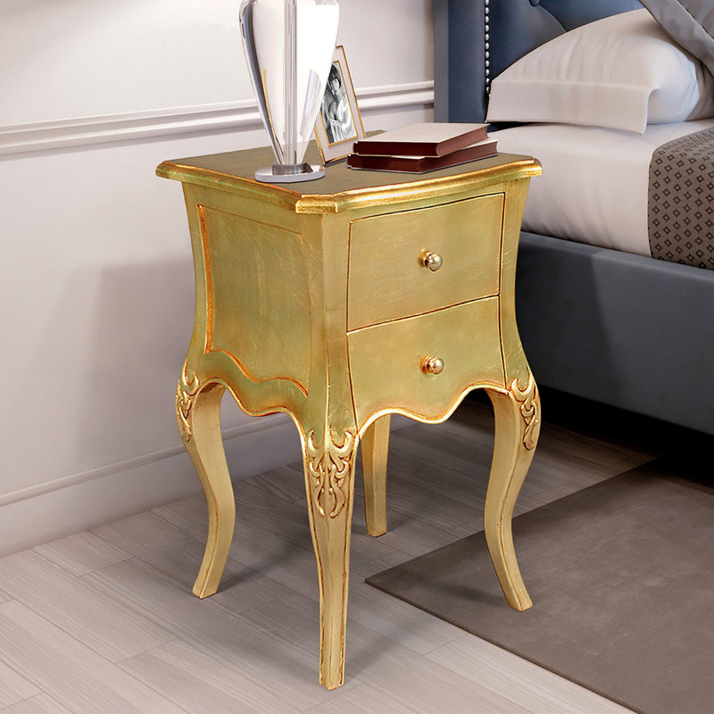 Hayworth Gilded Solid Wood Nightstand