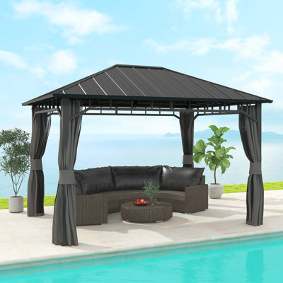 Outsunny 3 x 4 m Hardtop Gazebo with Galvanised Steel Roof and Sides