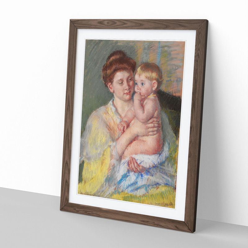 Mother and Child Vol.4 by Mary Cassatt - Picture Frame Painting, 65cm H x 48cm W x 2cm D, Walnut Framed