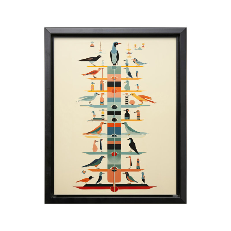Tour des oiseaux, Black Framed, Canvas, 18"H x 24"W