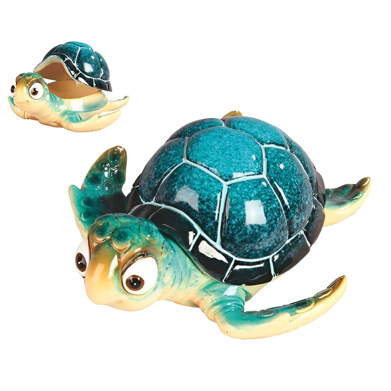 Figurine boîte de tortue 6,75 "W, Bleu