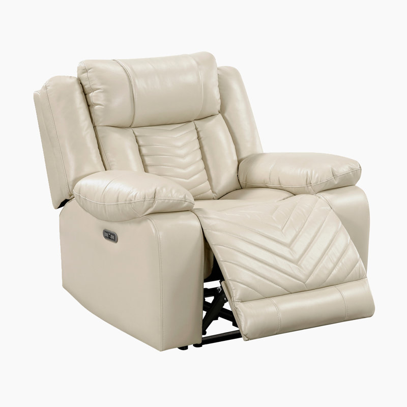 Fauteuil inclinable électrique en similicuir de qualité supérieure de 40 po Marlow, Beige