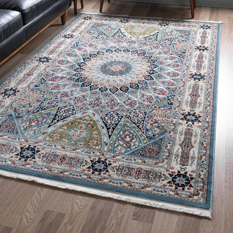 Jackson Oriental Blue Area Rug, Square 6'1", Blue
