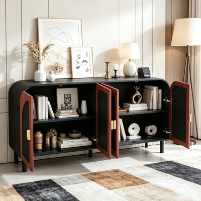 Sideboard Cabinet with Gold Half-Moon Handle