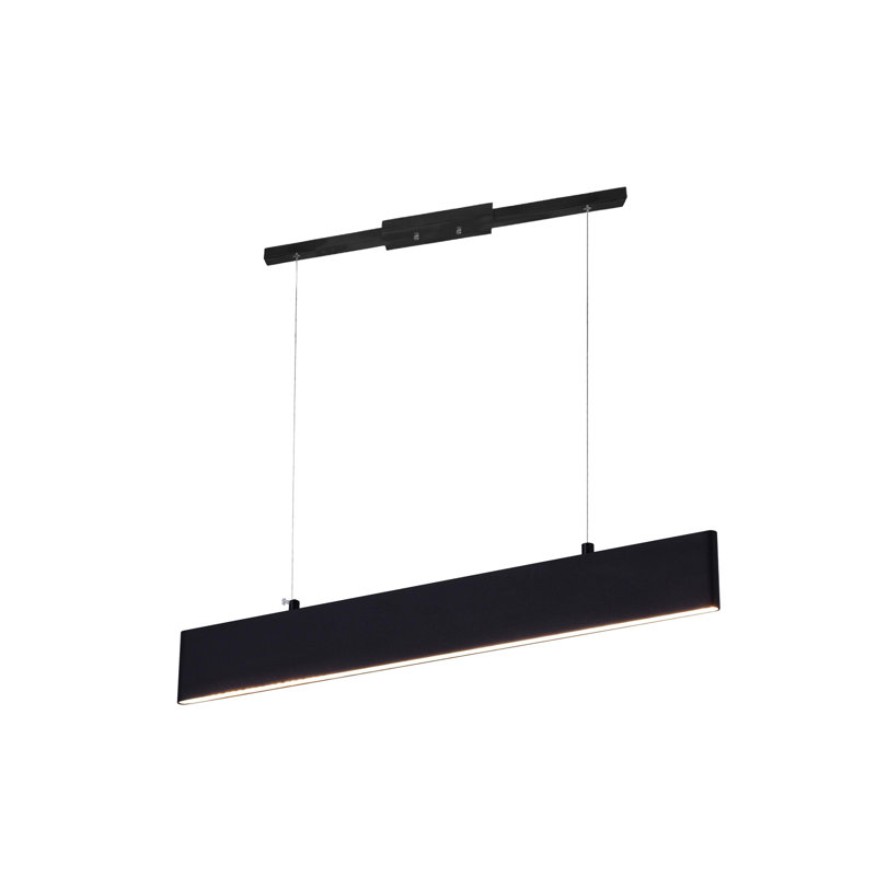 Integrated LED Linear Chandelier for Dining Rooms, Living Rooms, and Pool Tables, 3" H x 25" W x 0.5" D, Black