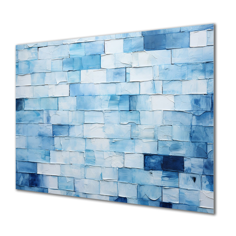 Carreaux scandinaves blancs et bleus I - Boho, mosaïque en métal, décoration murale MT136404, H 16 po x l 32 po x P 1 po