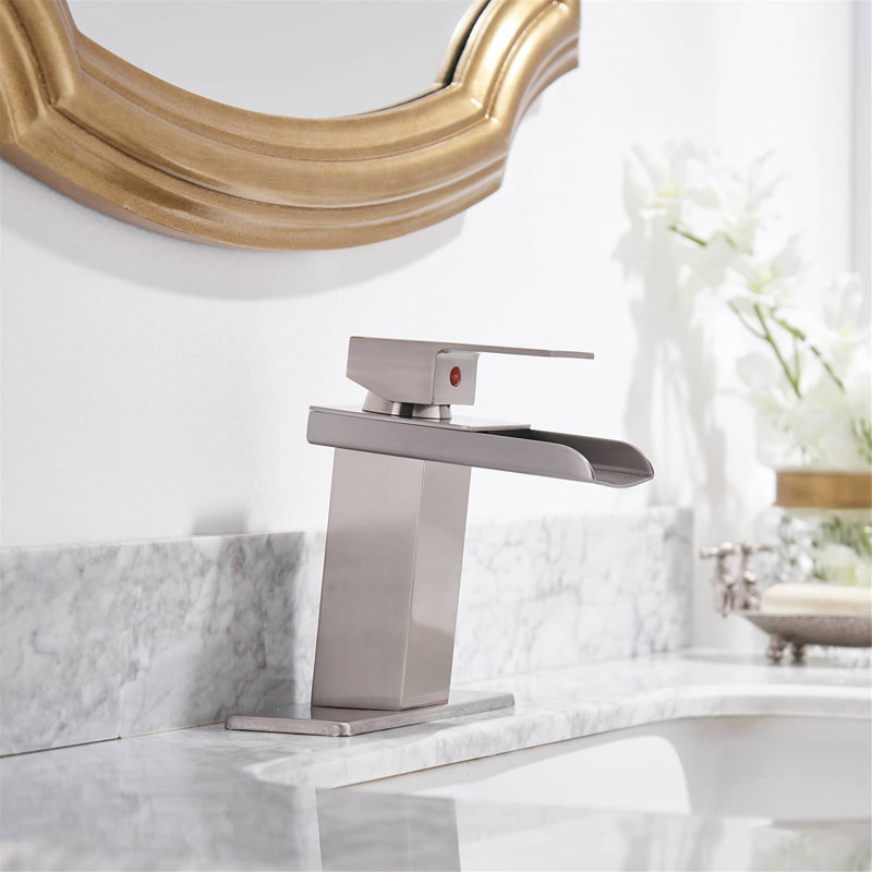 Single-handle Bathroom Faucet with Drain Assembly, Brushed Nickel