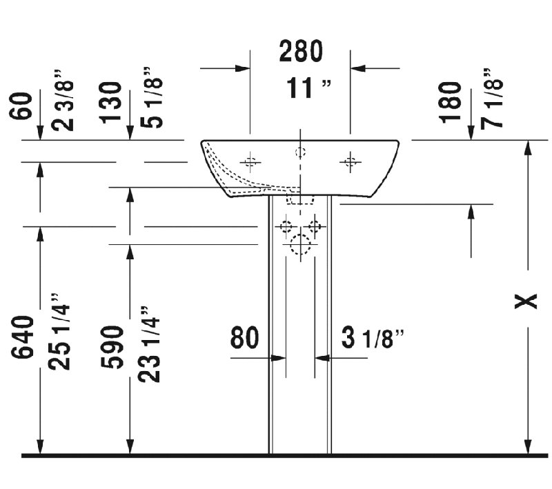 Me by Starck Ceramic 18" Wall Mount Bathroom Sink with Overflow