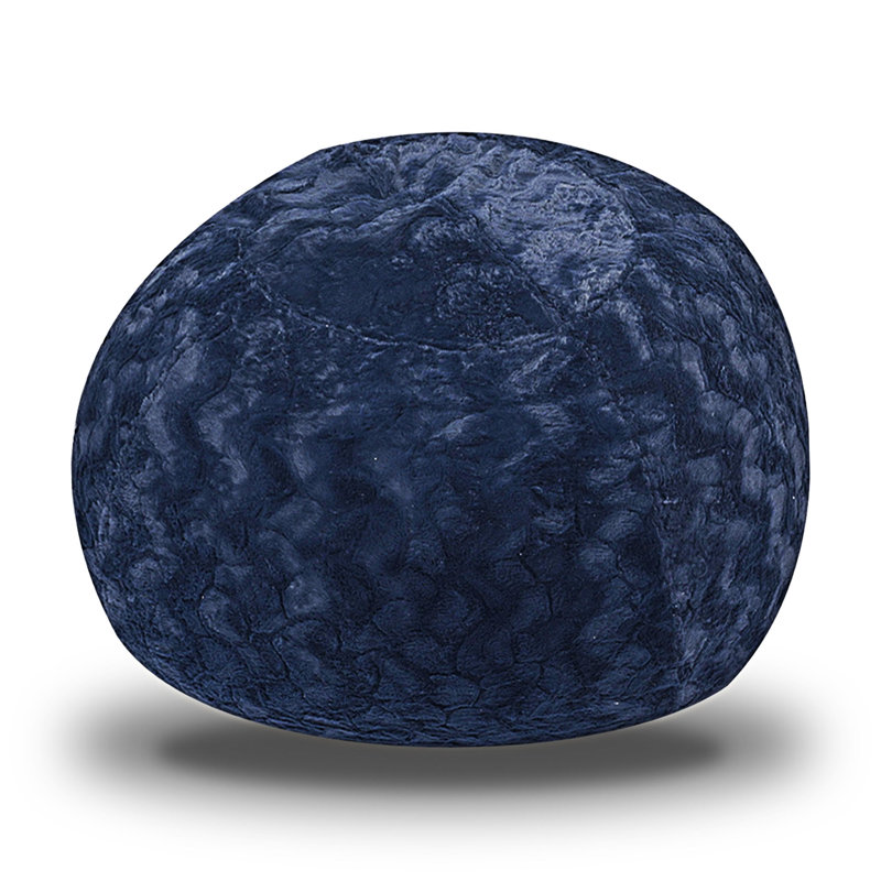 Pouf fauteuil, Fausse fourrure bleu marine, H 39,01 po x l 56,01 po x P 56,01 po