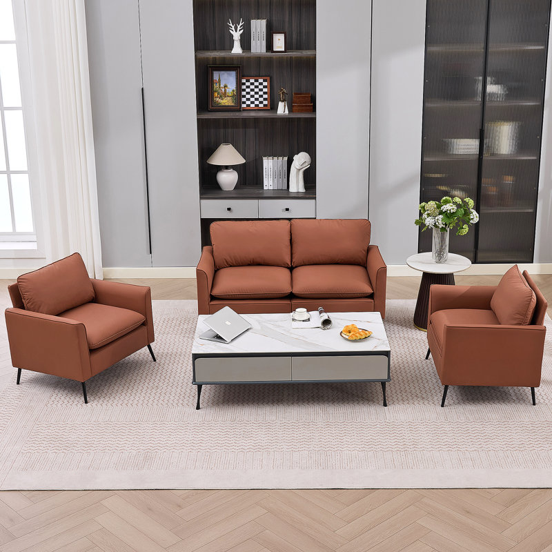 Causeuse en cuir TS Cat, Orange