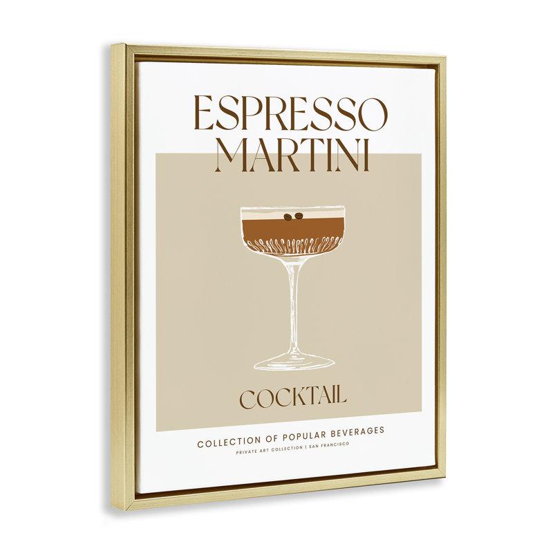 «Minimal Espresso Martini», art mural encadré flottant, Cadre flottant gris lustré, H 31 po x l 25 po