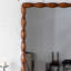 Miroir de style Mid-Century moderne avec cadre en bois massif, miroir de chambre haute définition mural non-déformable, miroir de salon
