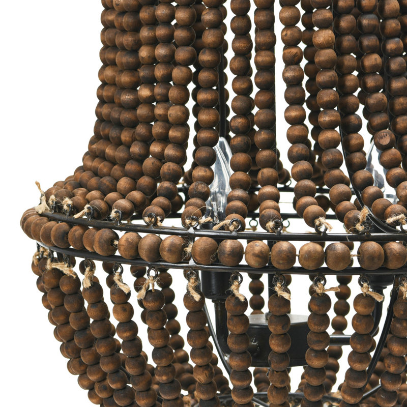 Draped Wood Bead Chandelier, Brown
