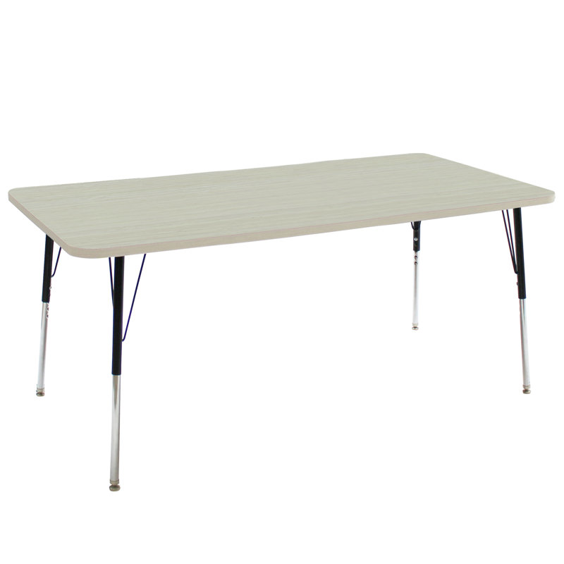 Table d'activité rectangulaire avec pieds réglables La Madera, 36 po x 72 po, Sable asiatique / noir, Standard
