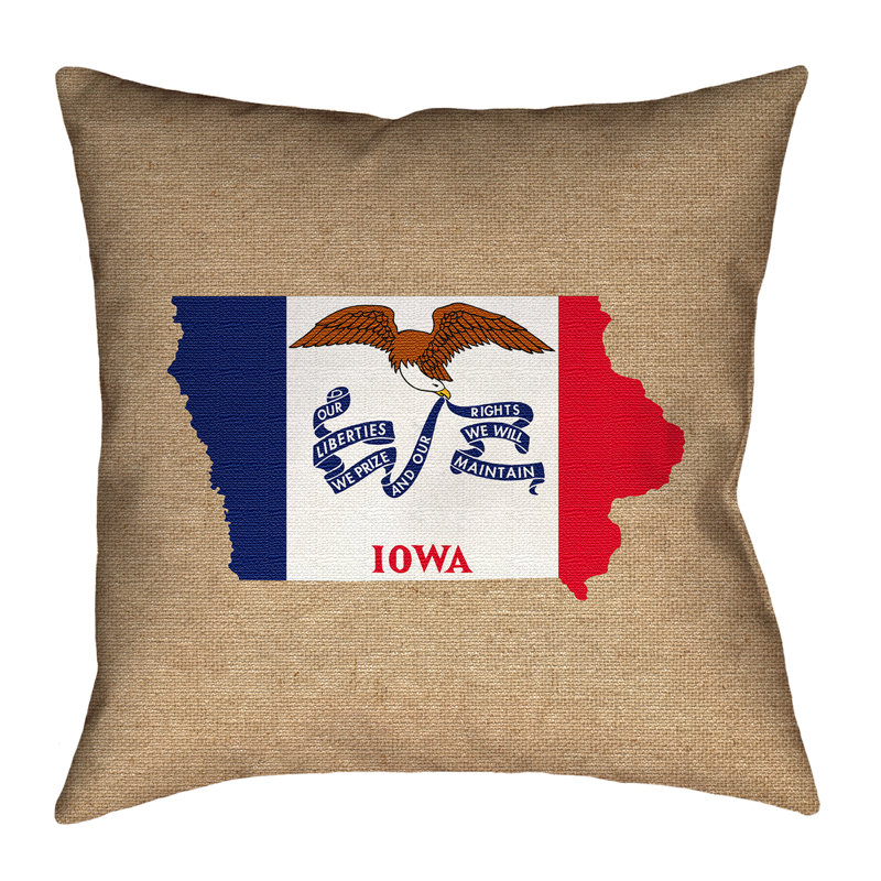 Housse de coussin en coton sergé à double face centeno iowa, 14 po x 14 po, Brun / rouge / bleu