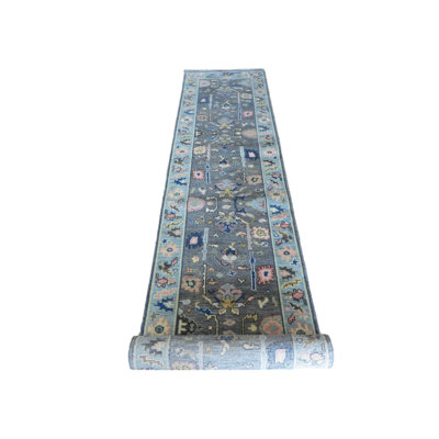 Falito One-of-a-Kind 2'10" X 15'11" Runner Wool Area Rug Gray/Light Blue/Gold/Pink