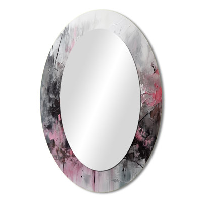 Evolving Shapes In Pink Marble III - Pink Oval Wall Mirror Decor