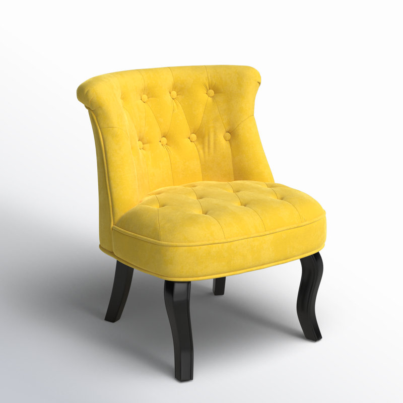 Grenier Traditional Velvet Upholstered Wingback Side Chair with Button-Tufted, Yellow Velvet
