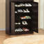 Armoire de rangement pour chaussures Range-chaussures cinq tablettes deux tiroirs Poignées incurvées en métal rouge cacao