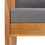 Ensemble de 2 chaises de salle à manger d'extérieur vidaXL, en bois d'acacia massif, avec coussins gris, conception à lattes de finition naturelle, pour les sièges en bois de patio contemporain-2055776064