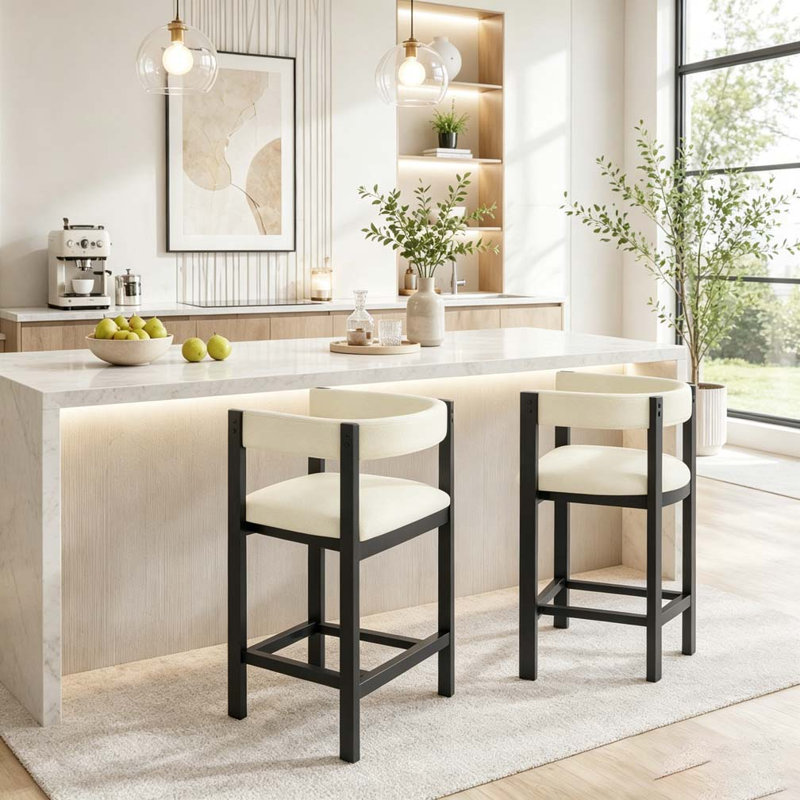 TABOURET DE COMPTOIR, Beige+Black