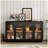 Modern 4-Door Large Storage Buffet Cabinet with Glass Doors-354099235