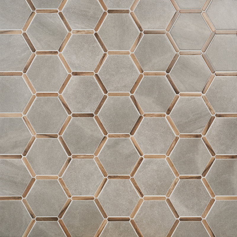 Carreau de porcelaine 9 po x 10 po Samara, Gris