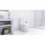 Toilette blanche brillante avec chasse d'eau puissante et construction allongée haute performance facile à installer-121676812