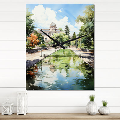Country Clubs Tennis Court II - Cityscapes Wall Clock Oversized
