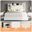 Structure de lit tapissier 47,2 po avec 4 tiroirs de rangement, blanc-537421190-537421191