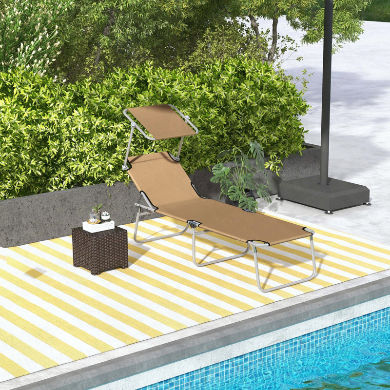 Chaise longue pliante avec abat-jour réglable et inclinable à 4 niveaux