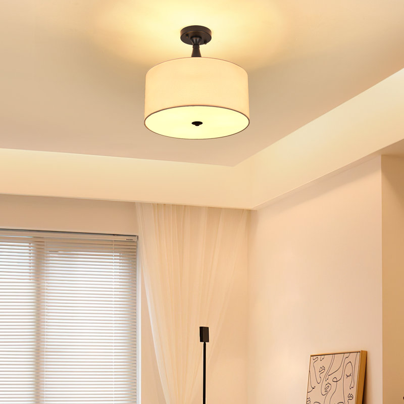 Plafonnier semi-encastré en tissu 3 lumières