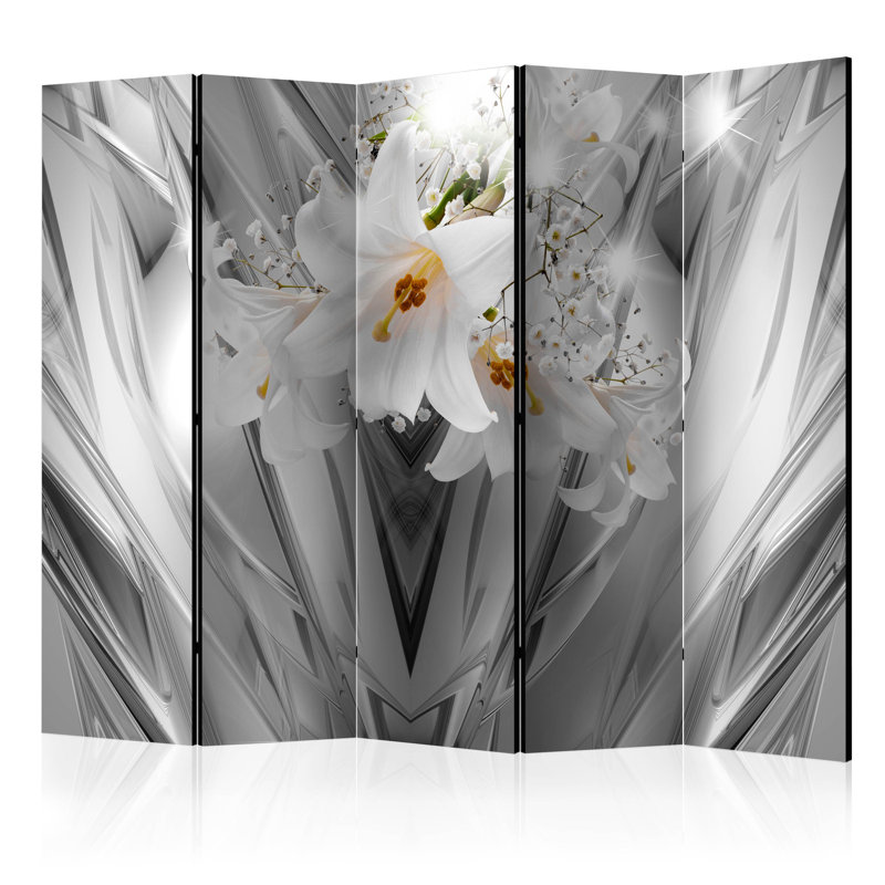 Derun 225cm W x 172cm H 5 - Panel Solid Wood Folding Room Divider