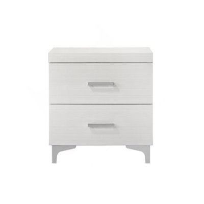 Table de chevet 2 tiroirs avec pieds en métal, blanc