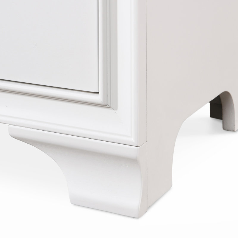 White MDF 2-Drawer Nightstand with USB Charging Station