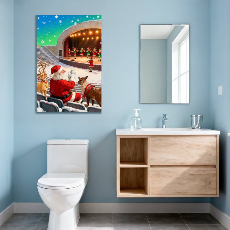 Noël, père Noël, renne, regarder des chiens, H 24 po x l 16 po