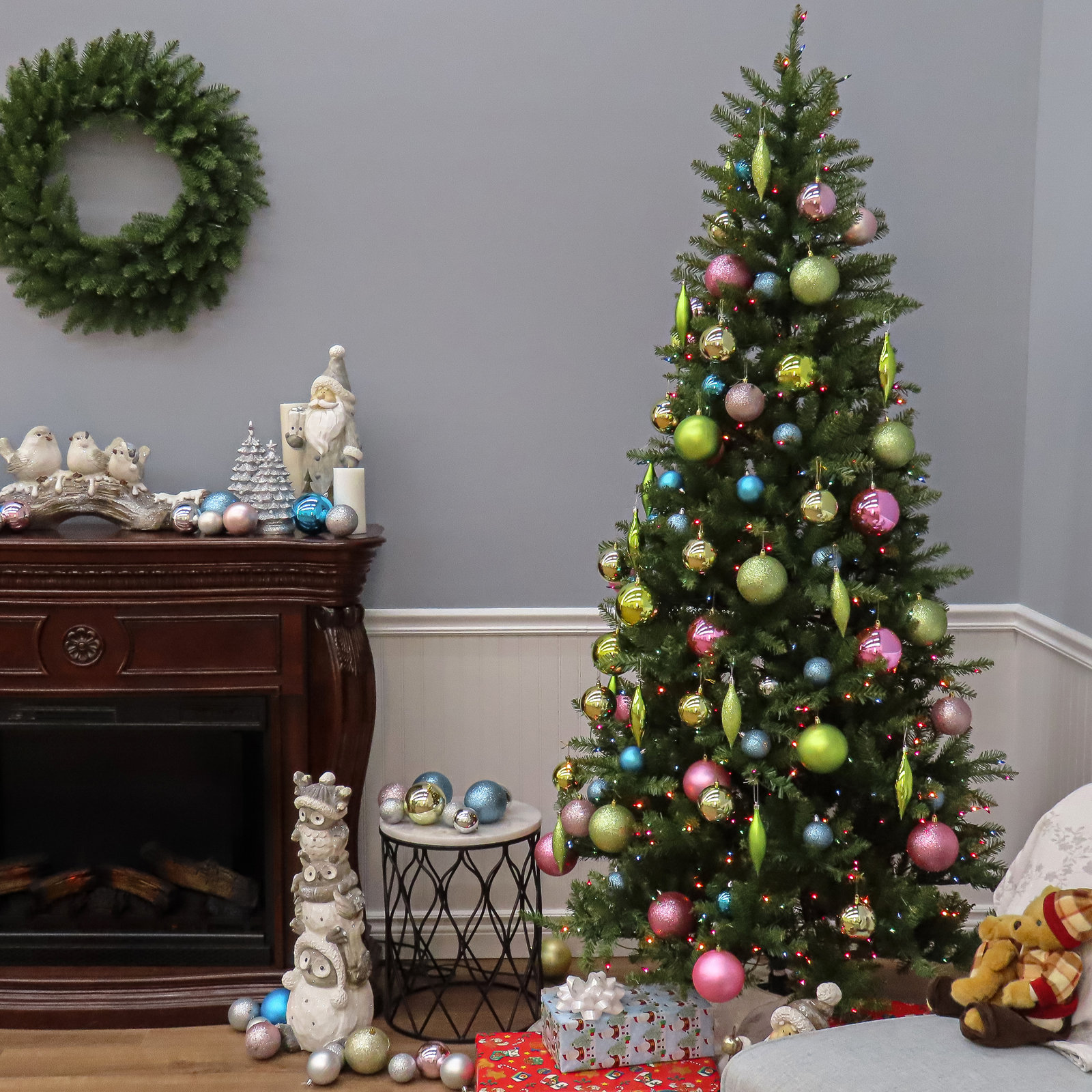 Pre-Lit Fir Christmas Tree, 7.5', Multicolored