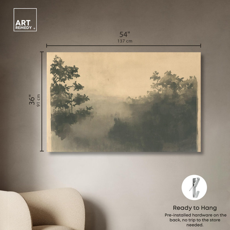 Vintage Rainforest Wrapped Canvas Art Print in Beige and Gray