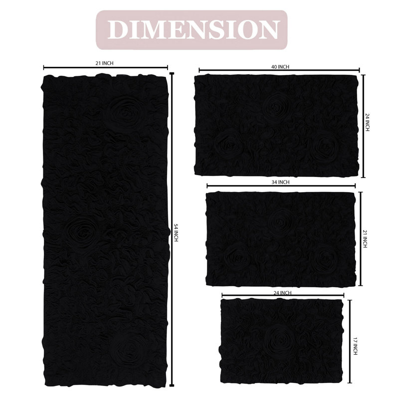 Ensemble de tapis 100% coton Dobrinsky, Noir