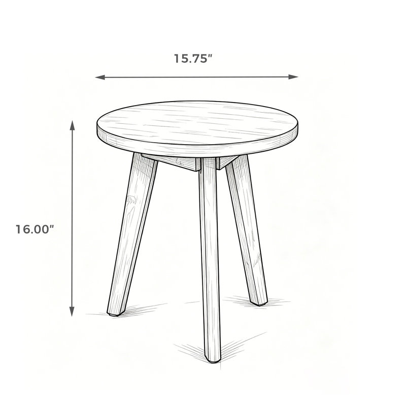 Acacia Wood Round Outdoor Patio Side Table 15.75 in W., Natural Top/Natural Base