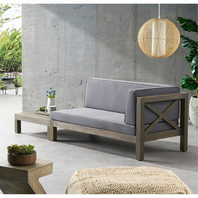 Banc de coin en X à dossier droit, Gris, Gris foncé