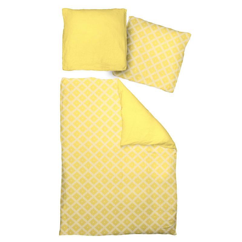 Esteban Cotton Geometric Shapes Duvet Cover Set with Pillowcases Included, Yellow, 135 x 220 cm - 1 Pillowcase (80 x 80 cm)
