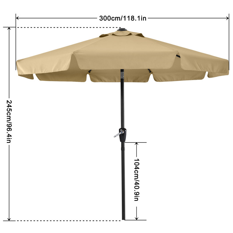 Parasol de marché 9 pi Hobert, Kaki, H 96,4 po x l 118 po x P 118 po