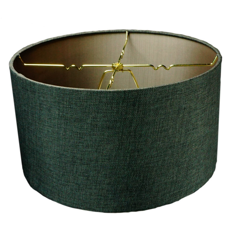 Abat-jour tambour en lin 14 ", Gris granite