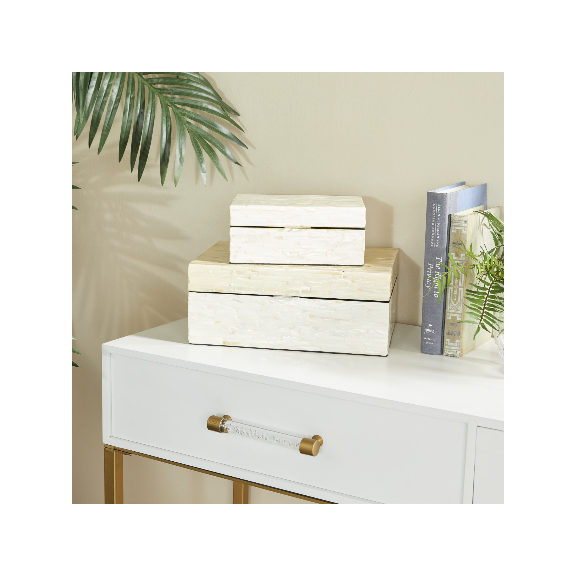 2 - Piece Handmade Decorative Box, Stained White