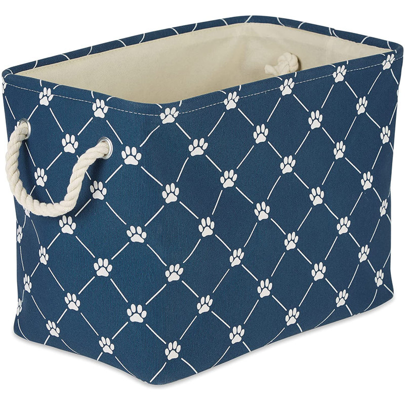 Gracie Oaks Fabric Decorative Bin, Navy, 12" H x 10" W x 16" D