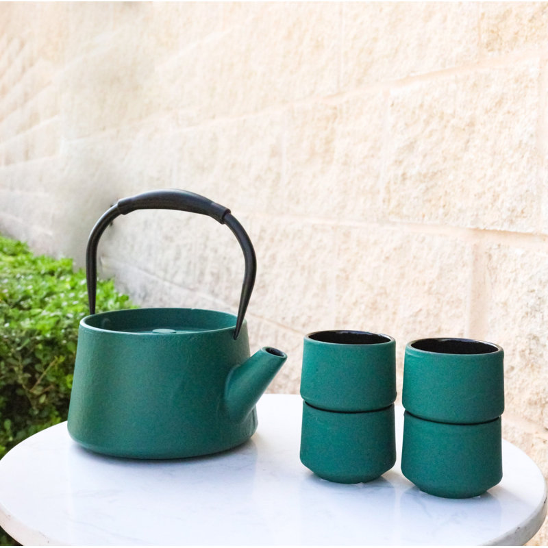 Ensemble de théière en fonte Green Modern