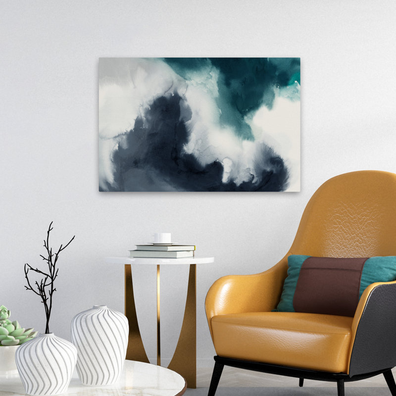 Brume et ombres profondes - aquarelle abstraite, vagues de l'océan, H 16 po x l 24 po