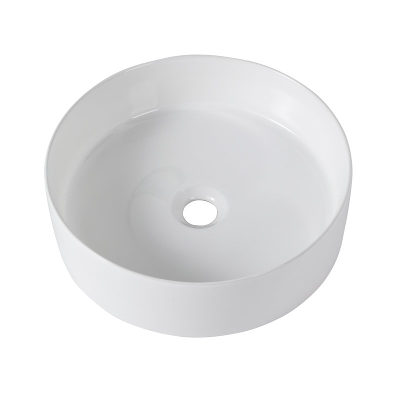Ceramic Round Above Counter White Bathroom Sink Art Basin(BAB400MOWH), Gloss White