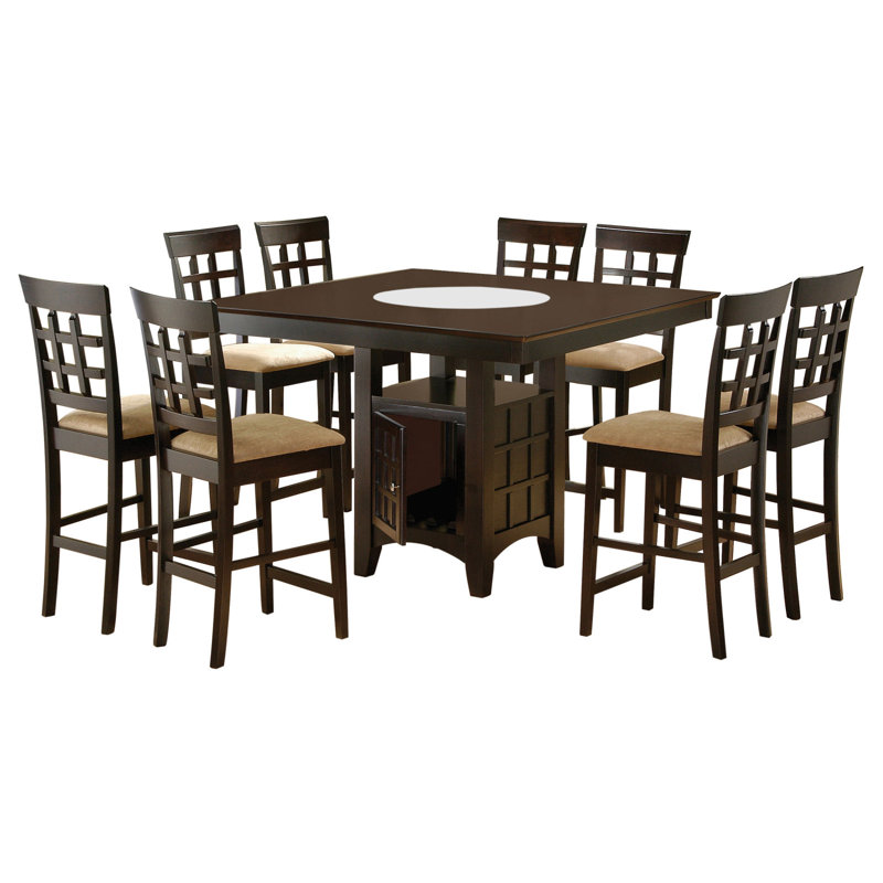 Ensemble de salle à manger 9 pièces brun clair et cappuccino Tolland, 9 pièces : table, 8 chaises